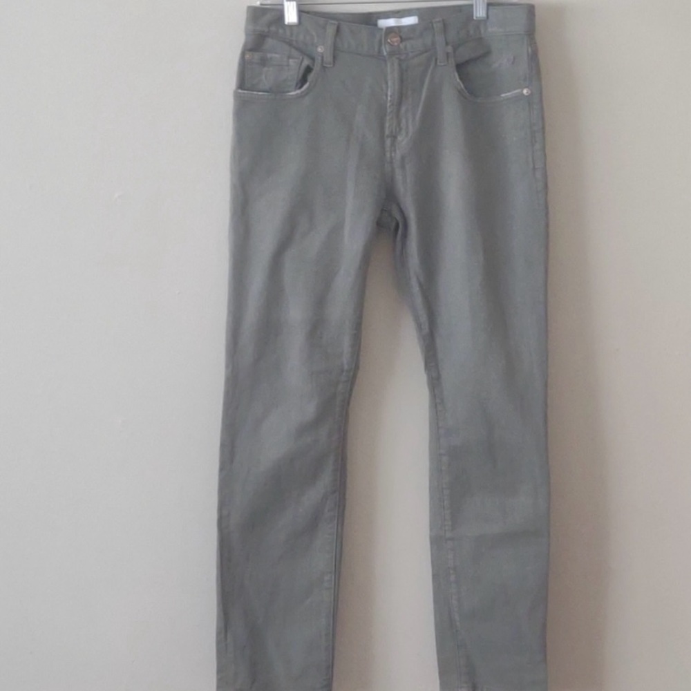 7 for all mankind jeans women's size 27 olive green lightly distressed